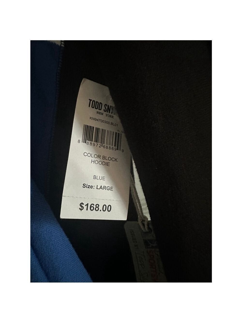NWT Todd Snyder x Champion Colorblock Hoodie Mens L Blue Black Heritage - Picture 3 of 3